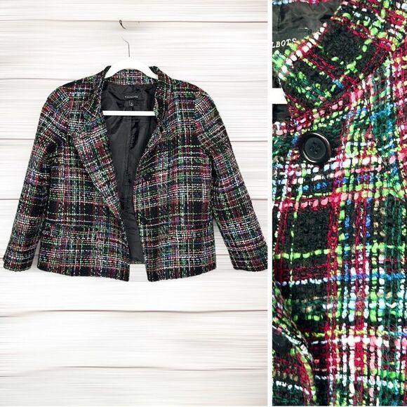 TALBOTS Tweed Jacket Blazer Multicolor Wool Blend Boxy Style size US 4 - Picture 1 of 13